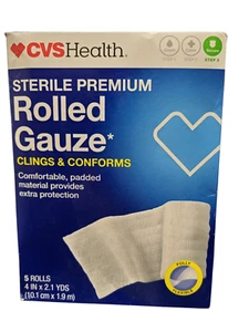 Sterile Rolled Gauze Fully Flexible (4 IN X 2.1 YD) 5 Rolls Total - New - Picture 1 of 3