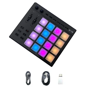 1* USB MIDI Controller Beat Maker 16 Beat Pads 2 Fader Knobs Drum Machine - Picture 1 of 14
