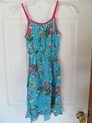 NUEVO CON ETIQUETAS Vestido para Niña Pinky Aqua Azul Floral Correa de Espagueti Hasta la Rodilla talla 10 Foto 1 de 4