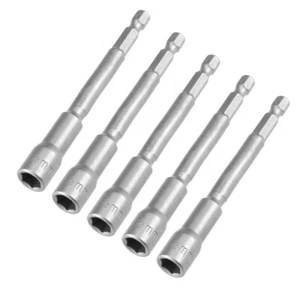 5Pcs 1/4" Quick Change Shank Cr-V 8mm Non-Magnetic Nut Setter 4" 100mm Length - Picture 1 of 5