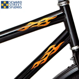 Flame Glitter Helmet Decals, 4 Flames Motorcycle Frame Glitter Stickers / #876G - Picture 1 of 35