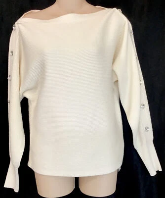 Suéter Intermix Marfil Breanne Cristal Botón Borde Cuello Barco Tejido Nuevo con Etiquetas Talla XS Foto 1 de 4