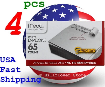 4 X Mead 75028 3 5/8 X 6.5 #6 65 piece/box white envelope with free trk# - Image 1 of 4