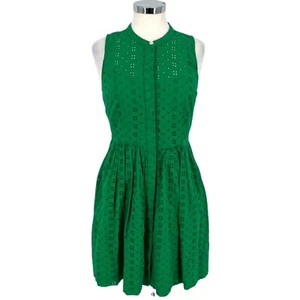 J.Crew Green Eyelet Sleeveless Shirt Dress Cotton Size Small - Picture 1 of 12