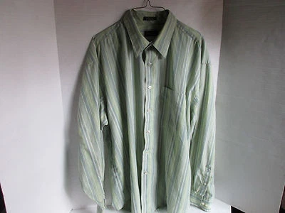 Camisa de vestir para hombre Van Heusen, XL, sin arrugas, resistente a las manchas, verde azul a rayas Foto 1 de 4