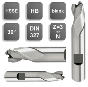 Fresa de ranura de taladro HSSE 30°, DIN 327 Z = 3, en blanco con superficie de soldadura fresa Ø 3 - 20 mm - Imagen 1 de 7