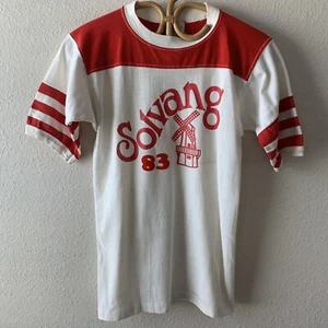Vtg 80s Solvang California T Shirt Windmill Travel Ringer Distressed Souvenir - Picture 1 of 8