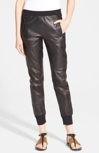VINCE 163292 Women's Mixed Media Leather Jogger Pants Black Sz. Large - Picture 1 of 2