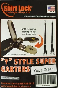 Súper Camisa Estilo "Y" Estancia Ligas con el Clip Sin Deslizables VERDE OLIVA - Imagen 1 de 3
