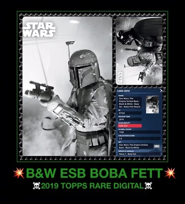 Topps STAR WARS V ESB vtg BOBA FETT black white Darth Vader digital CARD TRADER - Image 1 of 4