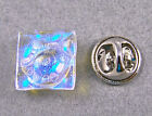 TIE TACK DICHROIC GLASS Lapel Pin Flair Clear Moonstone Blue Formal Wear Bubbles