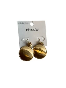 Pendientes colgantes Chico’s tono dorado con detalles en tono dorado nuevos con etiquetas $25 OD20 - Imagen 1 de 3