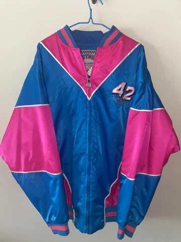 NASCAR NUTMEG VINTAGE JACKET XL KYLE PETTY RARE HTF 90s Vintage Pink Blue Cover