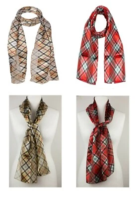 MYTOPTRENDZ COLLECTION Womens Tartan Scarf Soft Silky Satin Scottish Checked Style Tartan Neck Wrap