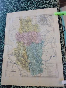 Carte géographique couleur 19°:MEUSE avec plan de BAR-LE-DUC - Picture 1 of 1
