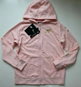 NIKE AIR SPORTSWEAR FLEECE FULL ZIP HOODIE JUMPER PINK - BV2757-682 KIDS GIRLS L - Picture 1 of 12