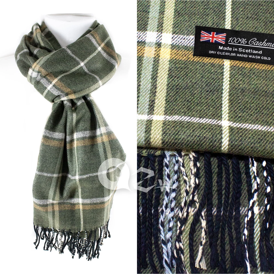 Hombres Mujeres Invierno Cálido Hecho en Escocia 100% CACHEMIRA Bufanda Bufandas Lana a Cuadros Foto 1 de 1