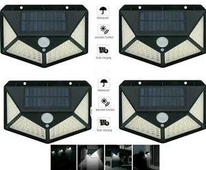 4pcs Lampada luce faretto faro esterno energia solare 100 LED sensore movimento - Foto 1 di 6