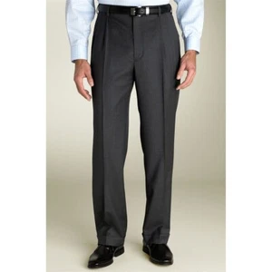 Zanella Bennett Double Reverse Pleat 120's Wool Serge Pant in Charcoal - Picture 1 of 1