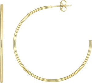 Floreo 14k Yellow Gold or White Gold 40mm High Polish C Hoop Earrings - Picture 1 of 7