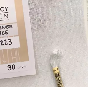 Legacy Linen 30 ct Cobweb Lace white Linen cross stitch embroidery 18" x 35" - Picture 1 of 1
