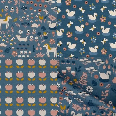 Organic Jersey Retro taubenblau blau schlicht Baumwolljersey Stoff Meterware - Bild 1 von 4