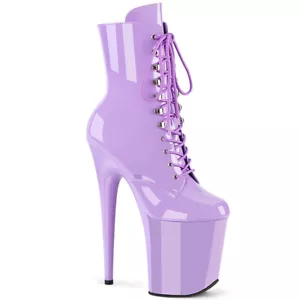 PLEASER FLAMINGO-1020 Women's 8" Heel Platform Lace-Up Front Ankle Boots - Picture 1 of 6
