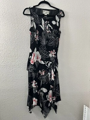 Vestido Evan Picone Negro Sin Mangas Corto Fiesta Negro Floral Talla 12 Fairy Grunge Foto 1 de 4