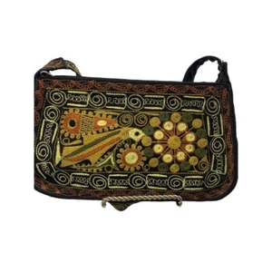 Hippie Boho Embroidered Shoulderbag Fabric Zip Top Bird Design - Picture 1 of 12