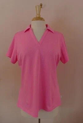 Lady Hagen Essentials L Pink V-neck Polo Knit Shirt Athletic Golf - Image 1 of 4
