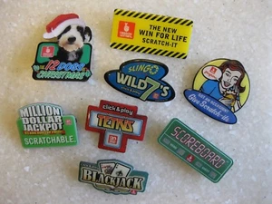 Lot Oregon Lottery Pins 12 Dogs Christmas, Scratch-its, Wild 7’s, Blackjack More - Picture 1 of 3