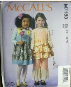 MCCALLS PATTERN 7183 JUMPER TOP PANTS  GIRLS SIZES 6 7 8  Cut Complete - Picture 1 of 2
