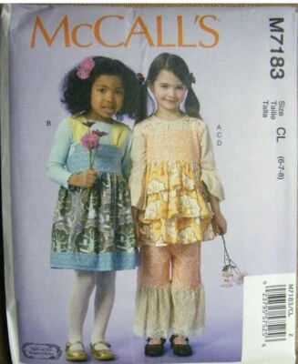 MCCALLS PATTERN 7183 JUMPER TOP PANTS  GIRLS SIZES 6 7 8  Cut Complete - Image 1 of 2