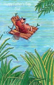 Funny FATHER'S DAY Card FOR DAD, Beaver Raft Pool Float — Gallant Greetings + ✉ - Picture 1 of 4