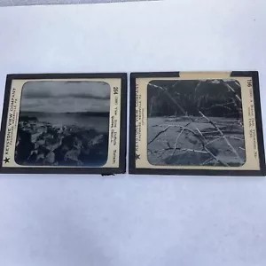 Antica Lanterna Magica Vetro Diapositive Chiave Vista Azienda QUEBEC PIETRA GIALLA Leggi - Foto 1 di 8