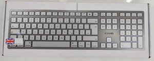 Neue CHERRY KC 6000 USB A kabelgebundene schmale Tastatur für MAC in Silber/Weiß QWERTY UK - Bild 1 von 5