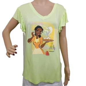 DISNEY GRÜN PRINZESSIN TIANA GRAFIK V-AUSSCHNITT FLÜGELÄRMEL BLUSE OBERTEIL GRÖSSE: L NEU MIT ETIKETT - Bild 1 von 4
