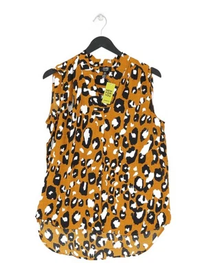 Blusa para mujer Jones M marrón estampado animal 100 % poliéster sin mangas cuello en V básica Foto 1 de 4