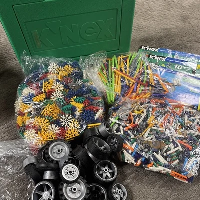 K'Nex Extra Large Huge Lot Mixed Rods ConnectorS Wheels Tote Misc Pieces - Image 1 of 4