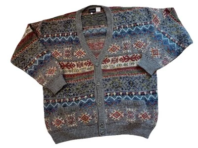 Vintage structure men’s large wool blend Italian cardigan sweater Y2K NN - Image 1 of 4