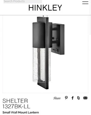 HINKLEY LIGHTING HINKLEY SHELTER BLACK NEW SMALL WALL MOUNT LANTERN 1327BK-LL