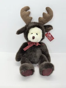 Russ Berrie Broose Holiday Plush Teddy Bear in Moose Reindeer Brown Costume 11" - Picture 1 of 11
