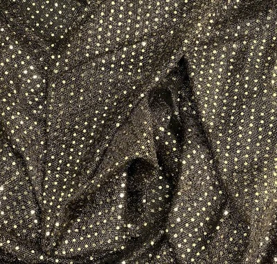 3 Yard Gold Black Shiny Two-Tone Knit Confetti Dot Sequins Fabric 44” Wide - Image 1 of 4