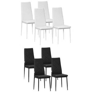 HOMCOM Set di 4 Sedie da Cucina con Schienale Alto Finta Pelle e Acciaio - Foto 1 di 21