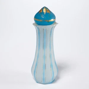 Botella de perfume y tapón de vidrio opalino azul francés vintage colección Iris Apfel - Imagen 1 de 5