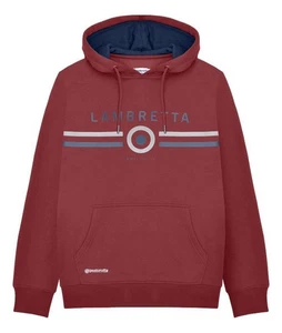 Lambretta Mens Burgundy Contrast Pull Over Classic Target Hooded Hoodie - Picture 1 of 5