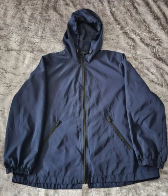 Jaqueta de chuva mamão azul marinho corta-vento feminina com zíper tamanho 18 com capuz (C2) - Imagem 1 de 4