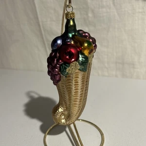 Obst Füllhorn mundgeblasen Glas Weihnachtsbaum Erntedankschmuck Tschechien - Bild 1 von 10