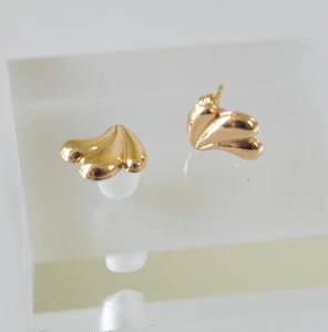 PENDIENTES pequeño pequeño poste perforado con abanico festoneado ORO AMARILLO 14K - Imagen 1 de 13