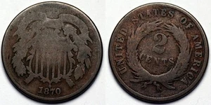 1870  Two Cent Piece - Picture 1 of 1
